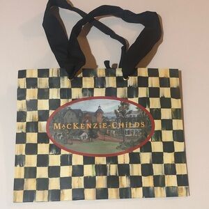 MacKenzie-Childs Black and Cream Checkered gift bag